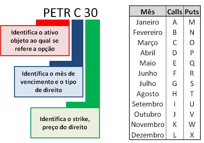 Imagem acima detalha como funciona o ticker de uma opção